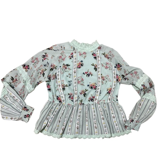 HEMANT & NANDITA Amour Floral Lace Blouse Size Large - Picture 2 of 7